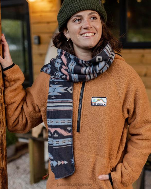 Passenger kvinner campfire resirkulert polar fleece skjerf dyp marineblå vintage geo 060241092