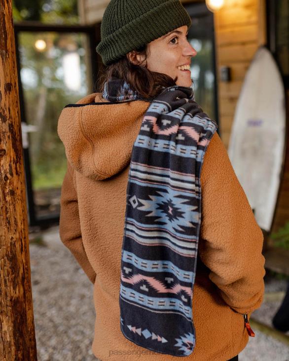 Passenger kvinner campfire resirkulert polar fleece skjerf dyp marineblå vintage geo 060241092