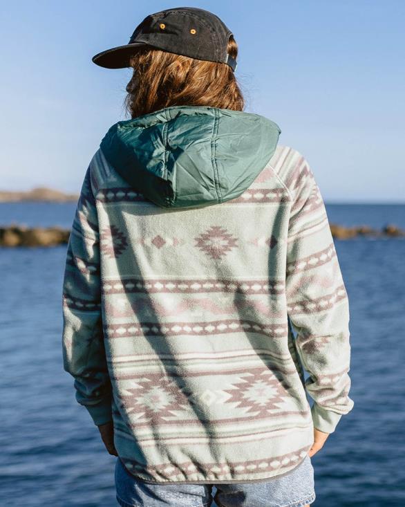 Passenger kvinner alexander hette 1/2 glidelås resirkulert polar fleece pistasjmønster/dyp hav 06024665