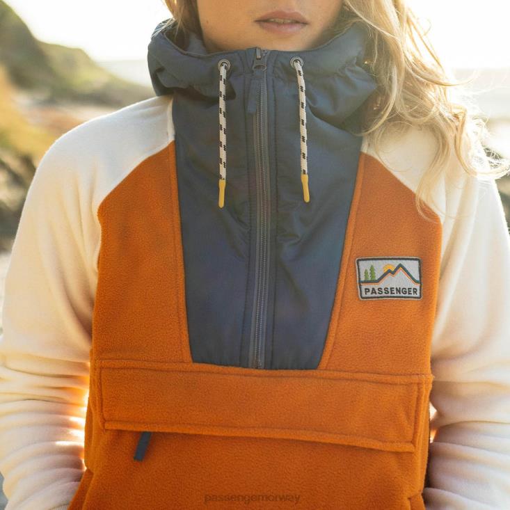 Passenger kvinner alexander hette 1/2 glidelås resirkulert polar fleece sunrise orange 06024654