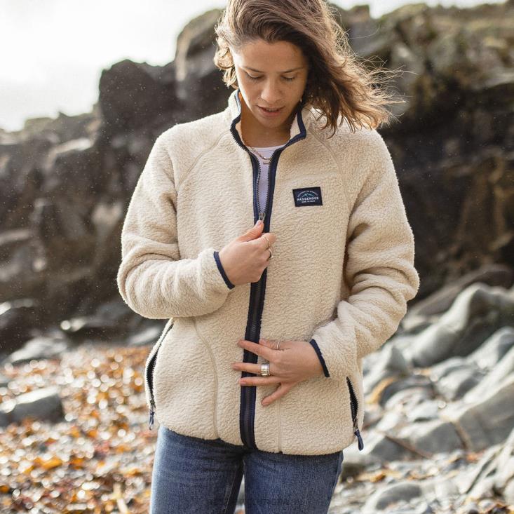 Passenger kvinner fairbanks full zip resirkulert sherpa fleece havregryn 06024680