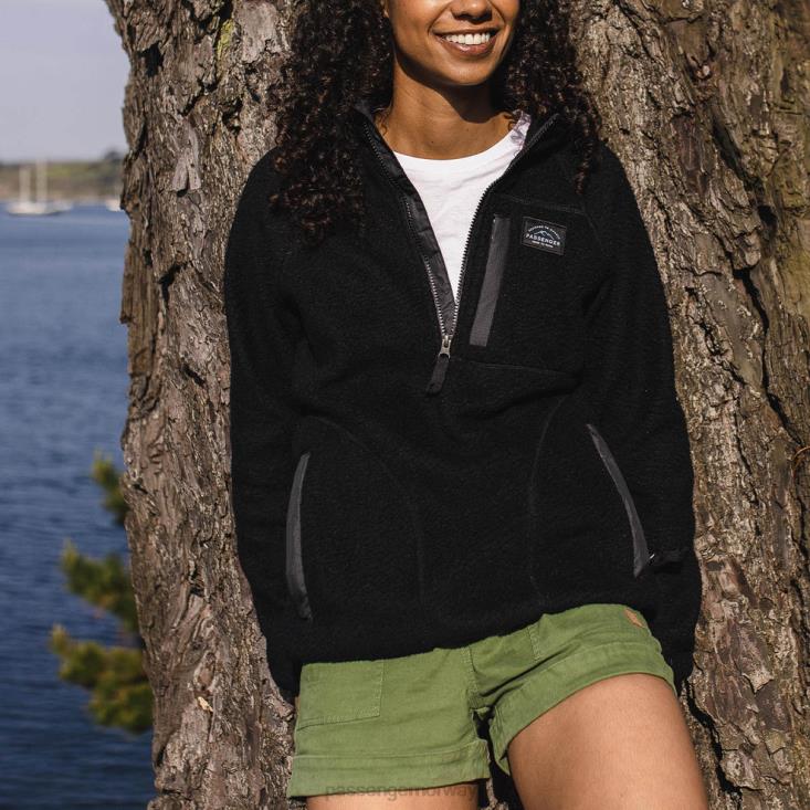 Passenger kvinner hjem 1/4 zip resirkulert sherpa fleece svart 06024660