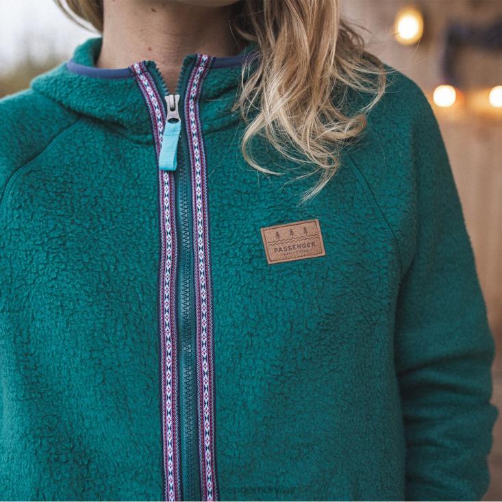 Passenger kvinner lake full zip hette resirkulert sherpa fleece storm green 06024696