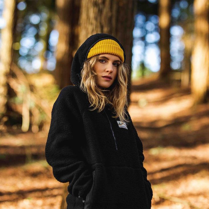 Passenger kvinner maine hette resirkulert sherpa fleece svart 06024685