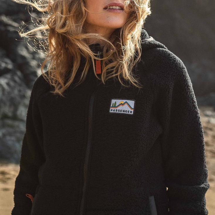 Passenger kvinner nordkysten full zip resirkulert sherpa fleece svart 06024683
