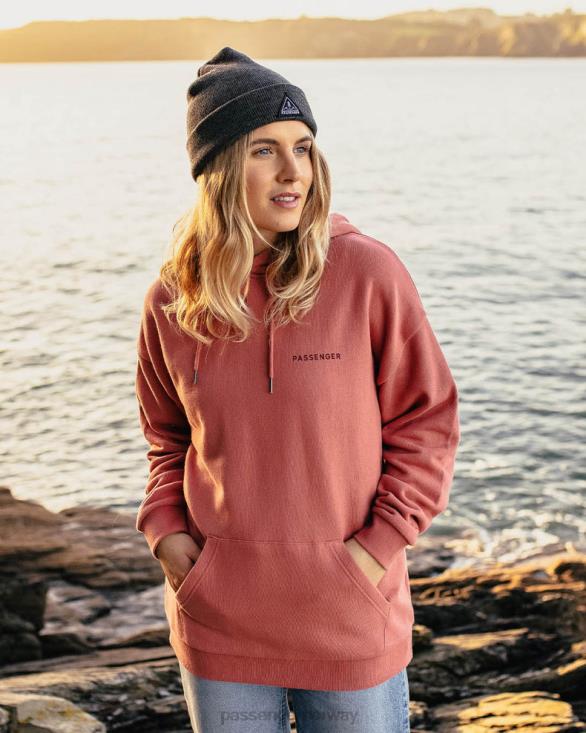 Passenger kvinner omfavn reisen resirkulert bomull oversized hettegenser rosa mahogony 06024717