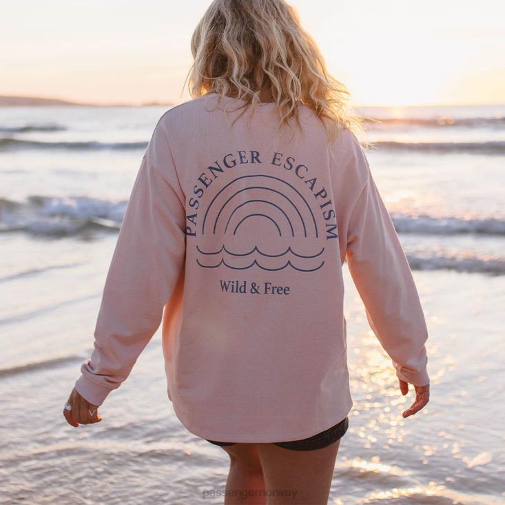 Passenger kvinner regnbue resirkulert bomull oversized sweatshirt fersken pisk 06024722