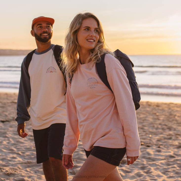 Passenger kvinner regnbue resirkulert bomull oversized sweatshirt fersken pisk 06024722