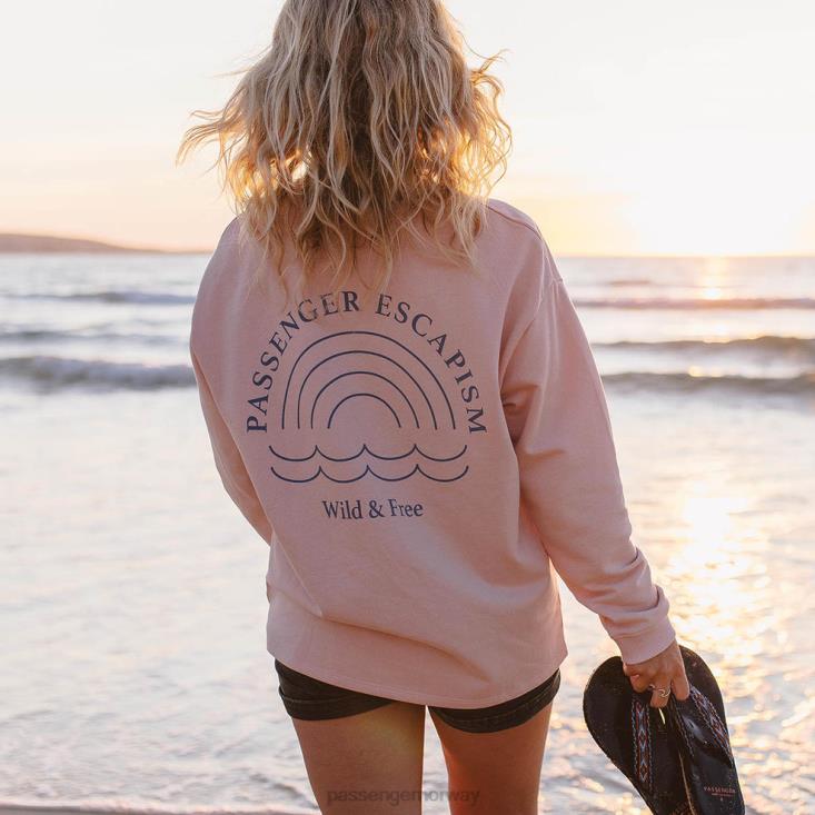 Passenger kvinner regnbue resirkulert bomull oversized sweatshirt fersken pisk 06024722