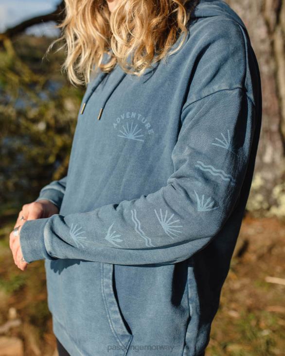 Passenger kvinner roamers and seekers resirkulert bomull oversized hettegenser mørk denim 06024711
