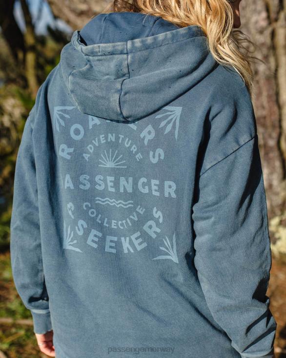 Passenger kvinner roamers and seekers resirkulert bomull oversized hettegenser mørk denim 06024711