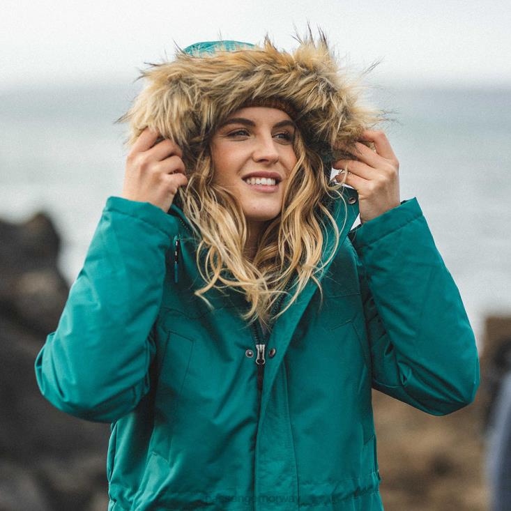 Passenger kvinner cordova bay sherpa fôret resirkulert jakke storm green 06024793