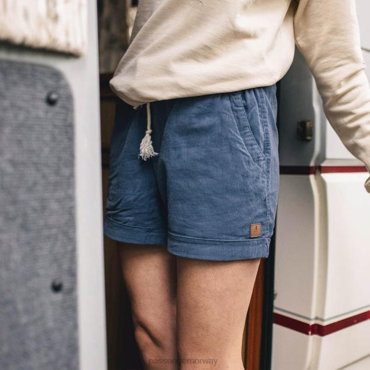 Passenger kvinner santosa resirkulert cord-shorts blått glass 06024906