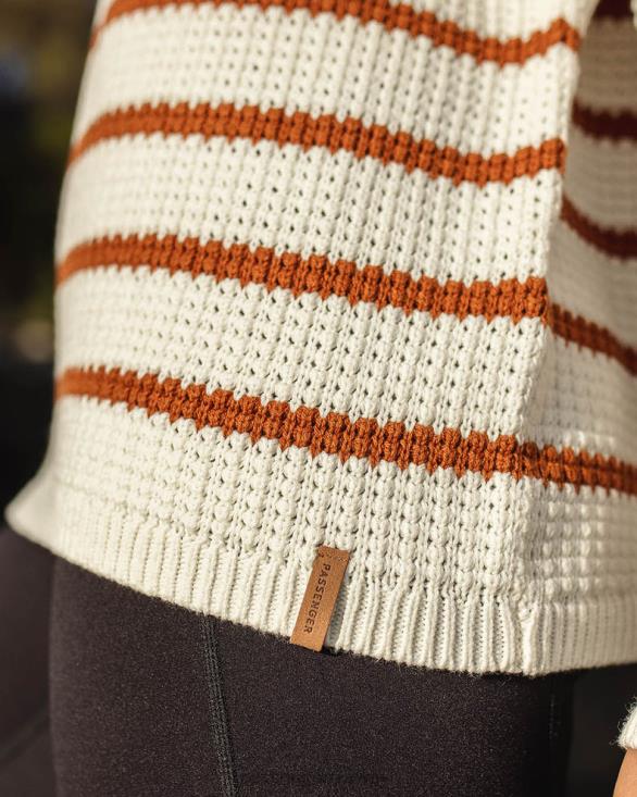 Passenger kvinner lakewood strikket genser i økologisk bomull glasert ingefærstripe 06024825