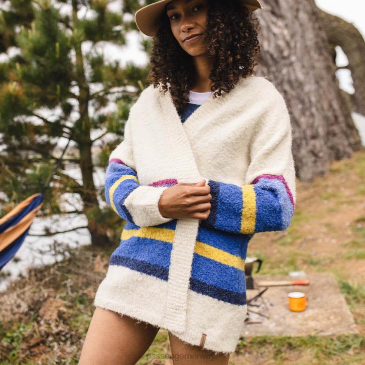Passenger kvinner riverglen cardigan myk kobolt mix up stripe 06024847