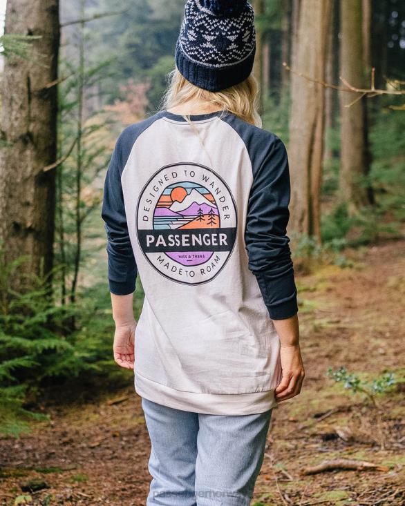 Passenger kvinner wilds resirkulert bomull oversized ls t-skjorte dyp marineblå 06024869