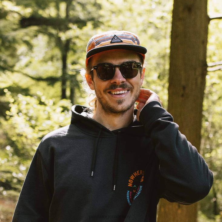 Passenger menn fixie resirkulert bomull 5 panel cap svart stripe 06024477