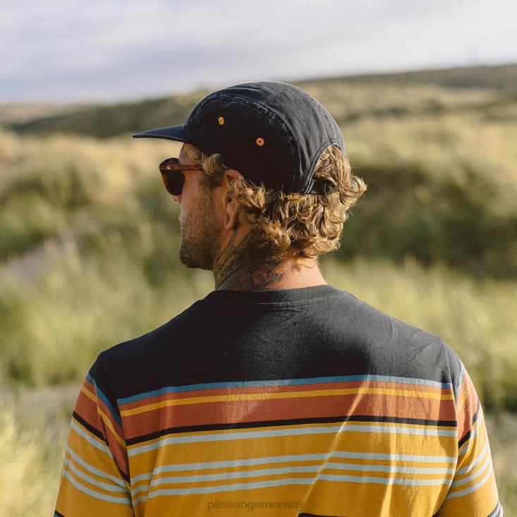 Passenger menn fixie resirkulert bomull 5 panel caps falmet svart 06024468