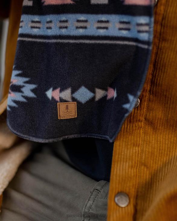 Passenger menn campfire resirkulert polar fleece skjerf dyp marineblå vintage geo 06024484