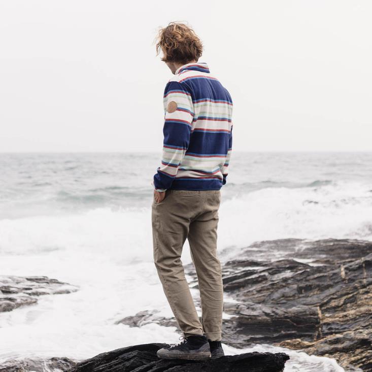 Passenger menn canyon resirkulert polar fleece genser marine blandet stripe 0602468
