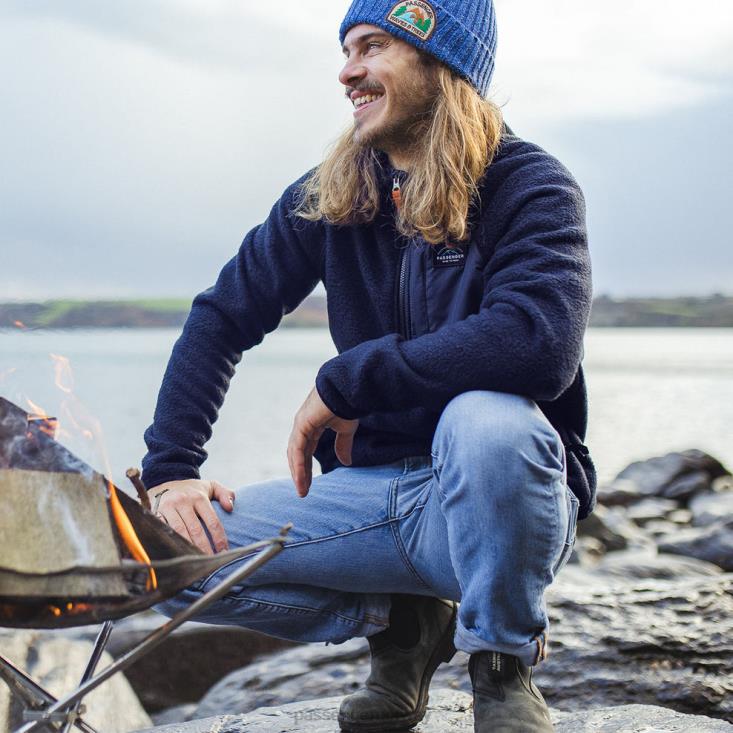 Passenger menn offgrid 1/4 zip resirkulert sherpa fleece marine 0602461