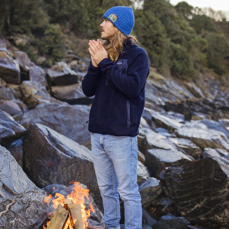 Passenger menn offgrid 1/4 zip resirkulert sherpa fleece marine 0602461
