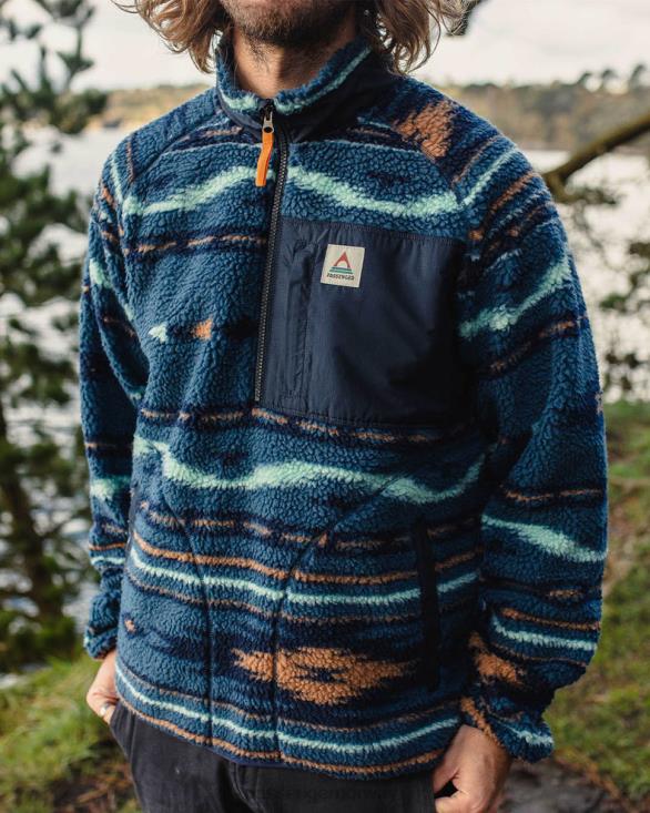 Passenger menn offroad resirkulert dyppelet sherpa fleece blå korall geomønster 0602437