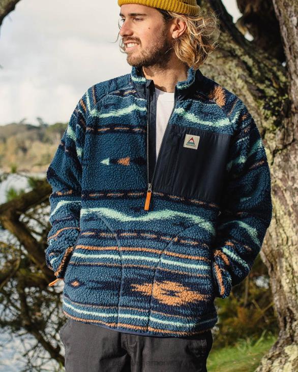 Passenger menn offroad resirkulert dyppelet sherpa fleece blå korall geomønster 0602437