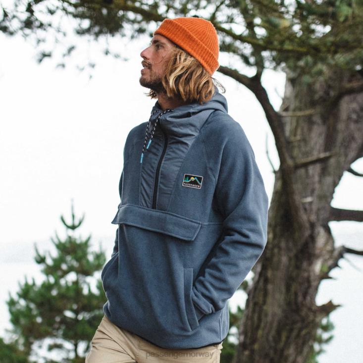 Passenger menn woodland hette 1/2 zip resirkulert polar fleece turbulence grå 0602426