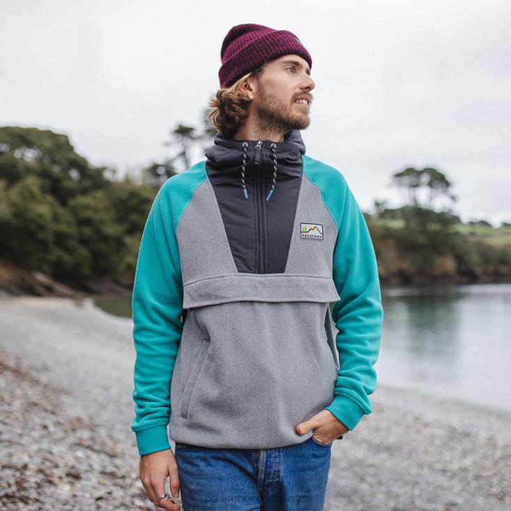Passenger menn woodland hette 1/2 zip resirkulert polar fleece viridian green 0602471