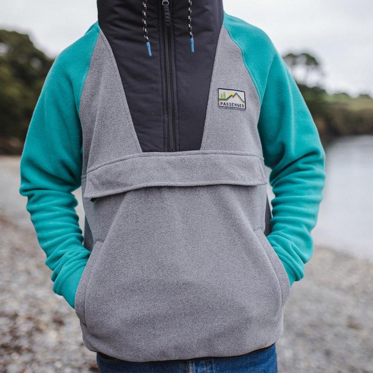 Passenger menn woodland hette 1/2 zip resirkulert polar fleece viridian green 0602471