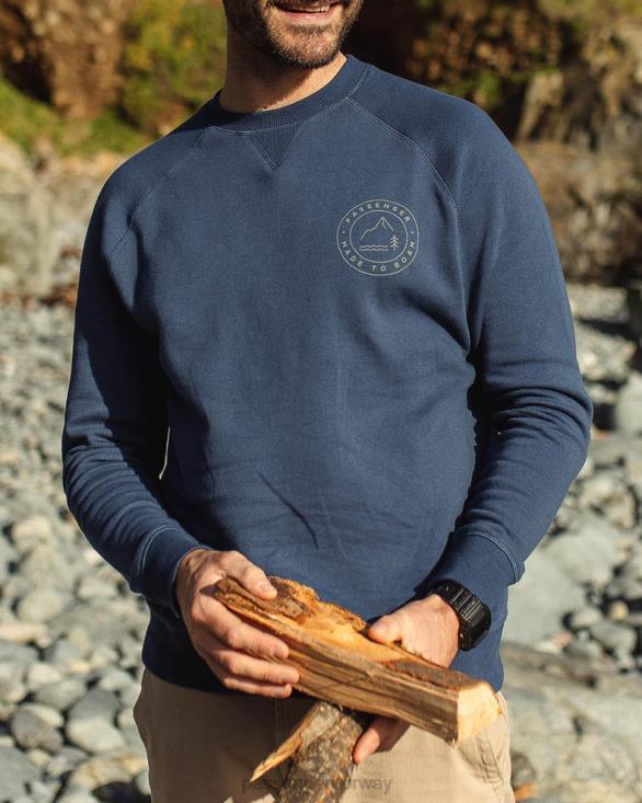 Passenger menn border resirkulert bomull sweatshirt mørk denim 0602476