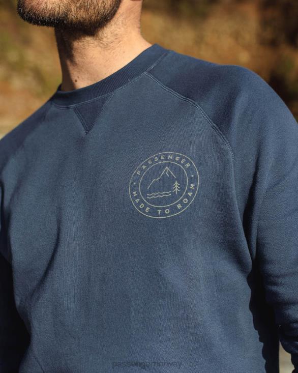 Passenger menn border resirkulert bomull sweatshirt mørk denim 0602476