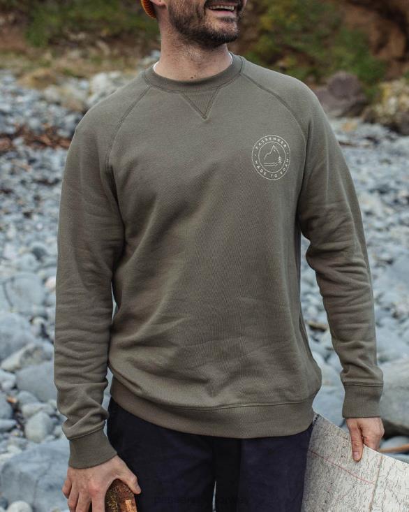 Passenger menn border resirkulert bomull sweatshirt støvete oliven 0602474