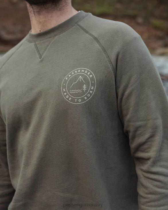 Passenger menn border resirkulert bomull sweatshirt støvete oliven 0602474