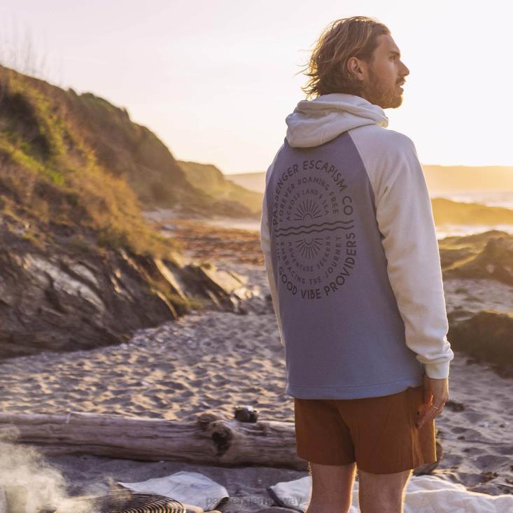 Passenger menn good vibes resirkulert polar fleece hettegenser falmet denim 0602433