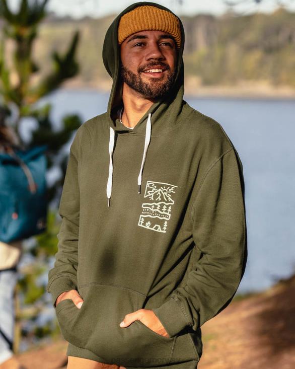 Passenger menn natur resirkulert bomull hoodie gran 0602491