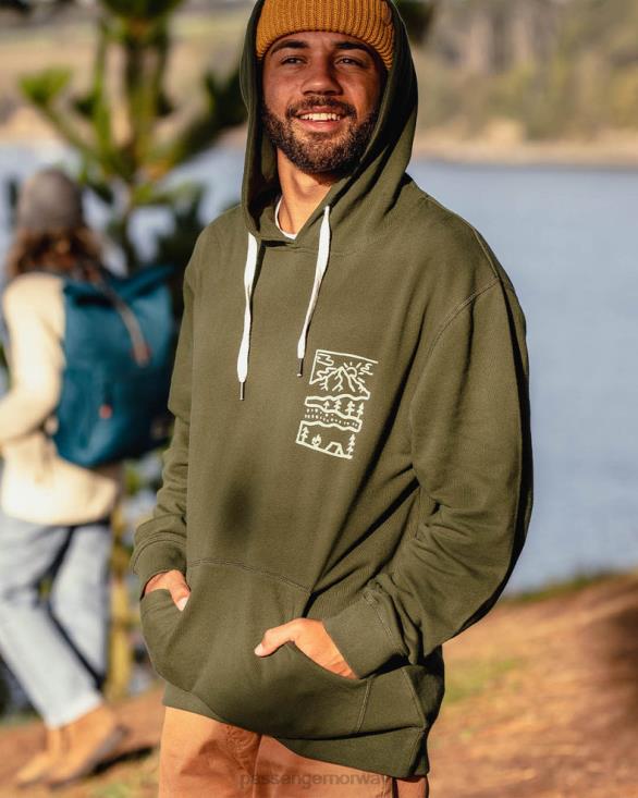 Passenger menn natur resirkulert bomull hoodie gran 0602491