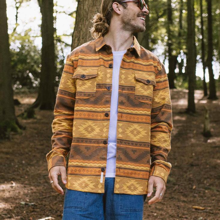 Passenger menn woodland økologisk bomull jacquard overskjorte soloppgang adrift 06024258