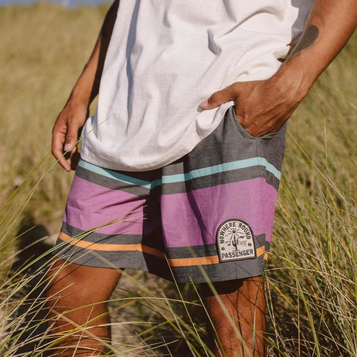 Passenger menn ponoma alle formål badeshorts svart retro plassering stripe 06024296