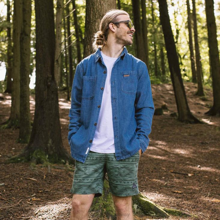 Passenger menn backcountry organisk bomull denim ls skjorte vasket denim 06024243