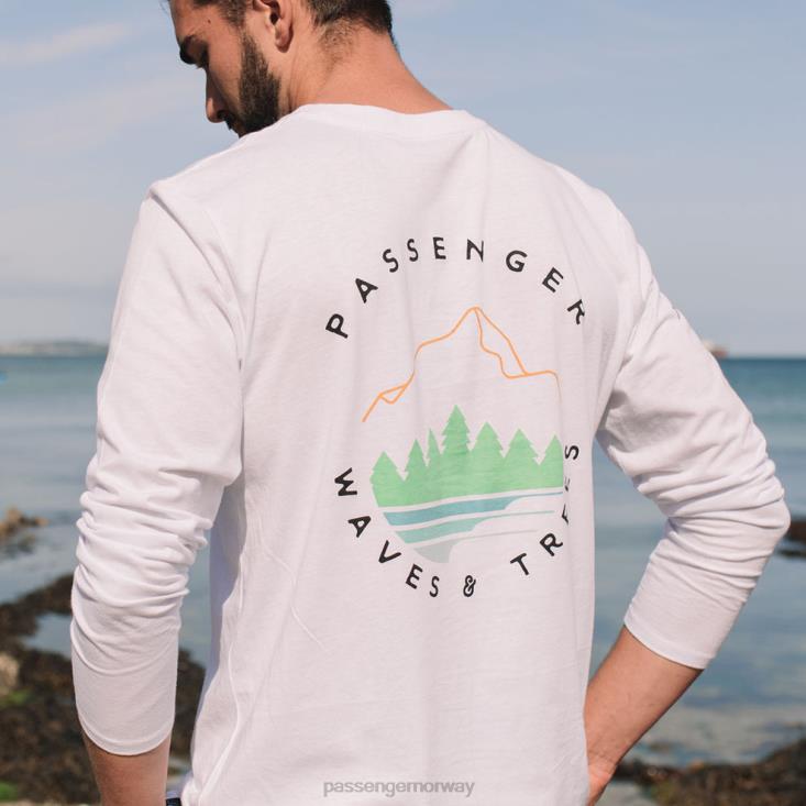 Passenger menn la paz resirkulert ls t-skjorte hvit 06024234