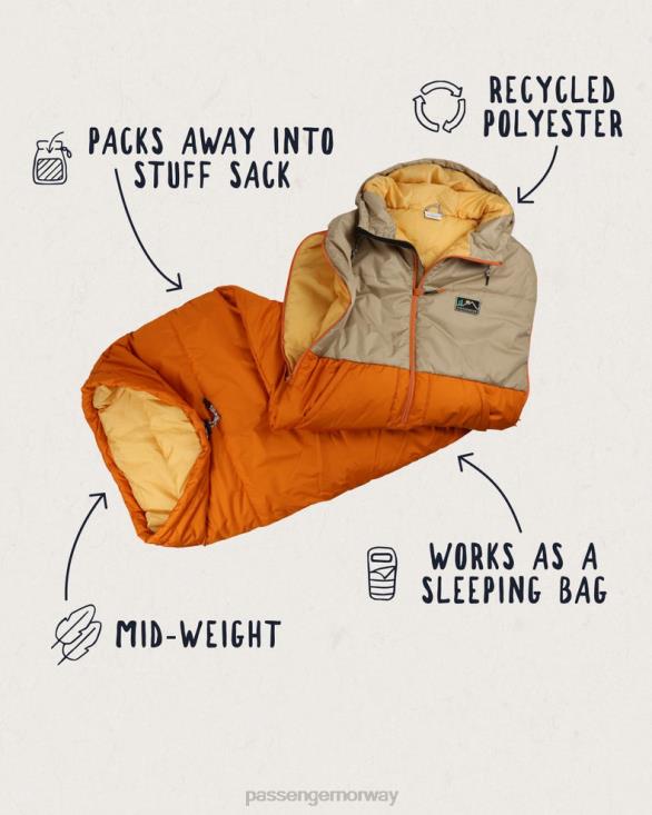 Passenger menn good times resirkulert sovesekk chinchilla brown/sunrise orange 06024585