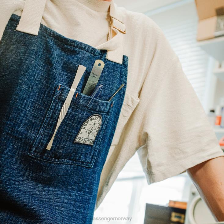 Passenger unisex yard økologisk bomull denim forkle mørk denim 06024620
