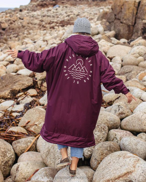 Passenger unisex eskapisme resirkulert sherpa foret skiftende kappe vin 06024608