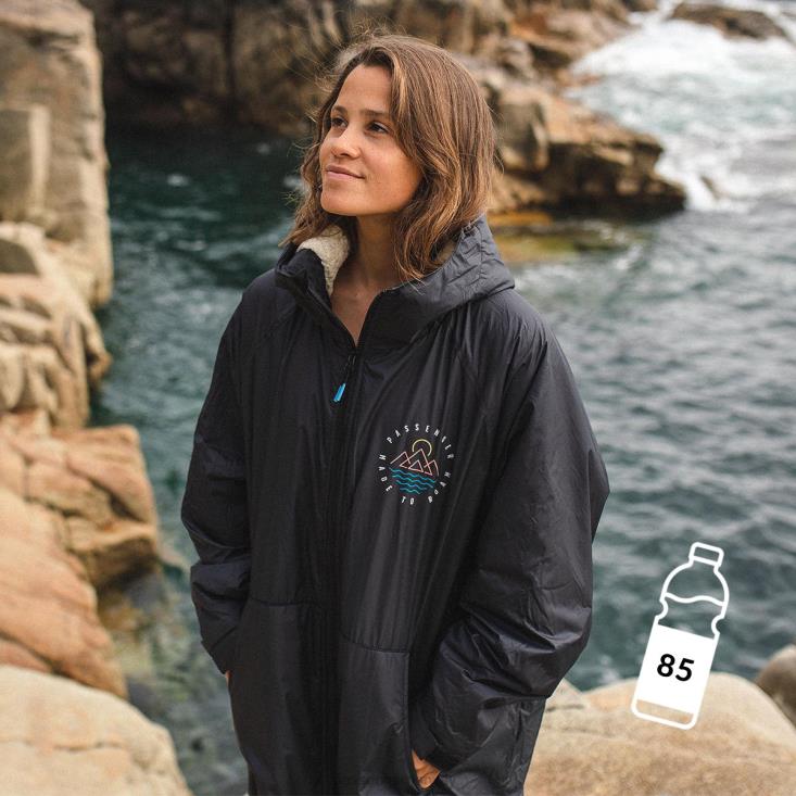 Passenger unisex eskapisme resirkulert sherpaforet skiftekåpe svart 06024640