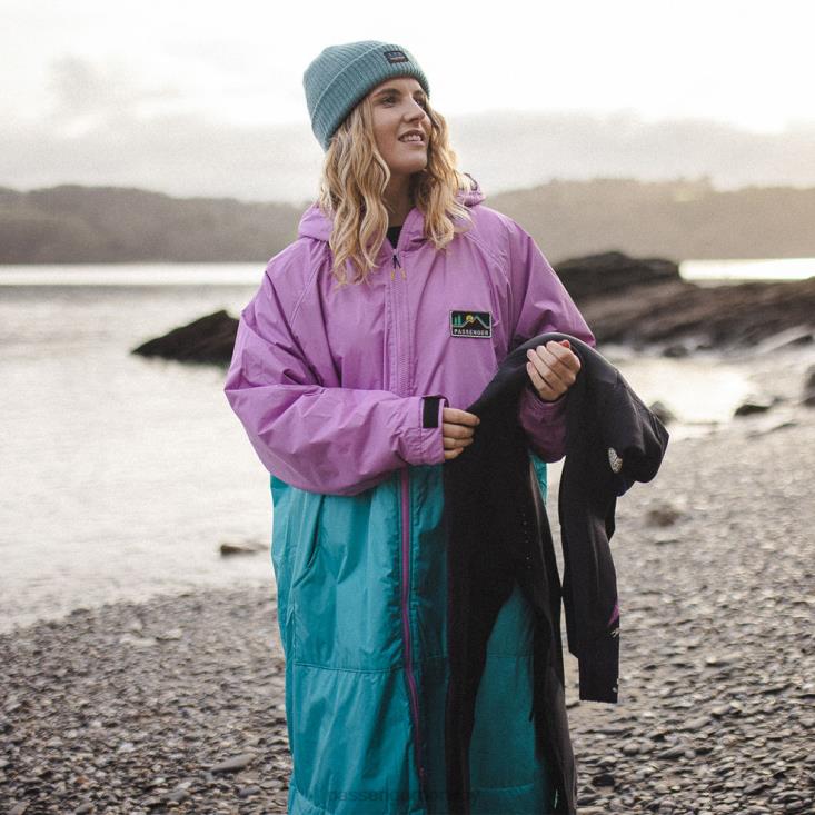 Passenger unisex roaming resirkulert sherpa fôret skiftende kappe viridian green/orchid 06024639